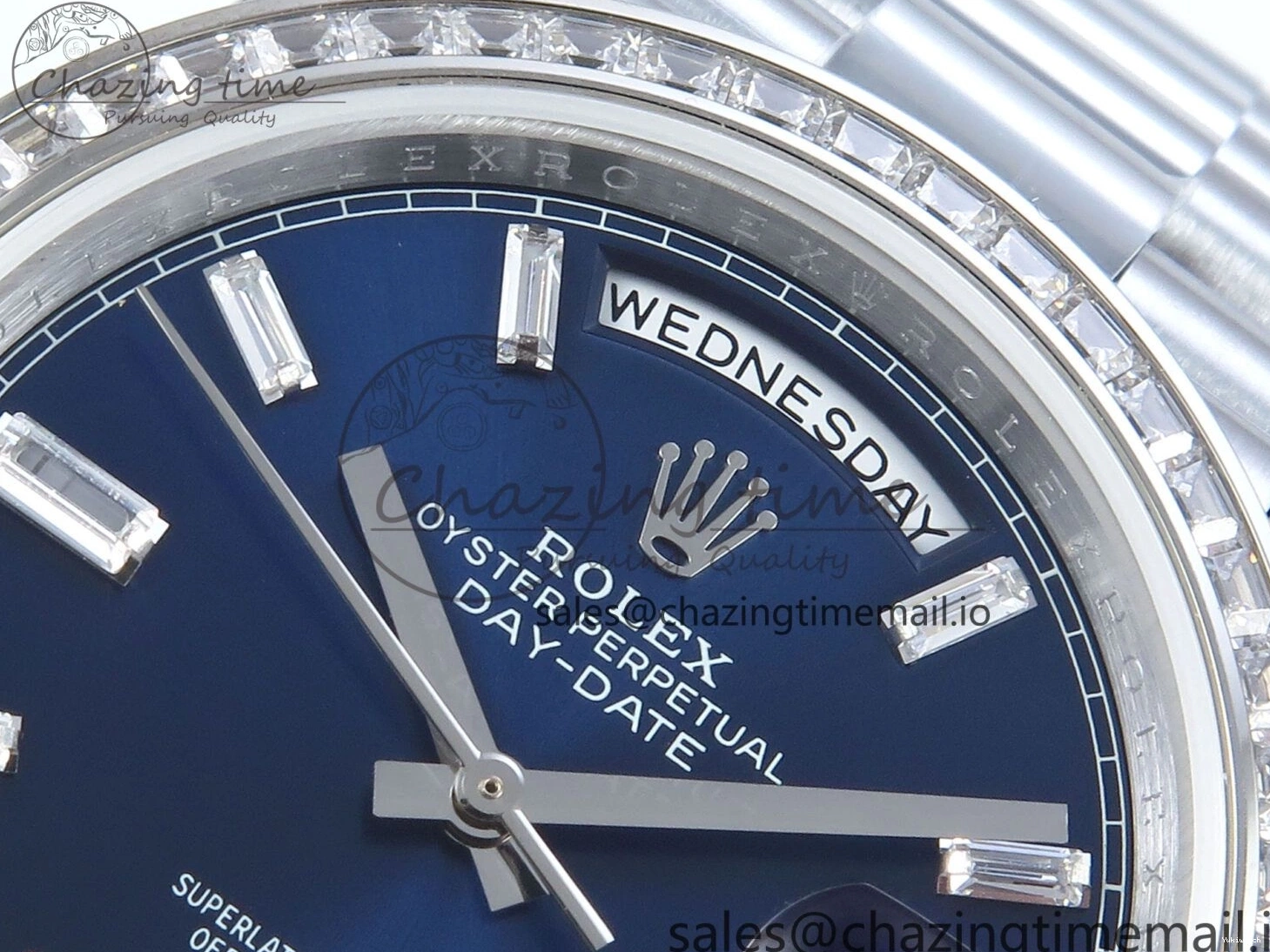 40 Blue Bezel Best 1:1 (Gain Weight) Diamonds Edition SS A2836 Crystal V5 DayDate Dial President Bracelet QF on 0310
